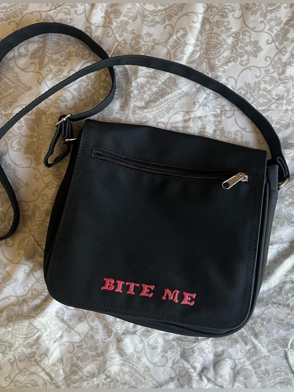 Vintage 90s Black BITE ME Crossbody Bag